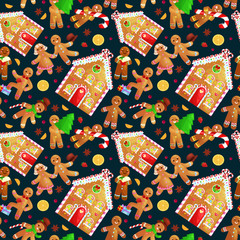 Christmas Cookie Fabric - Gingerbread on Charcoal Fabric - Charcoal Fabric  with Brown Gingerbread Men and Brown Cookies – Pip Supply