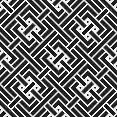 Monochrome seamless pattern with geometric elements. Useful for web background, textile, wrapping.