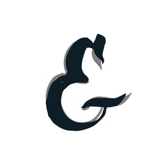 Brush lettering hand drawn ampersand. Vector illustration. Modern brush lettering.