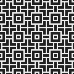 Monochrome seamless pattern with geometric elements. Useful for web background, textile, wrapping.