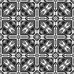 Monochrome seamless pattern with geometric elements. Useful for web background, textile, wrapping.