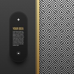 Web banner template on silver/platinum metallic background with seamless geometric pattern. Elegant luxury style.