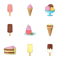 Cold sweets icons set. Cartoon illustration of 9 cold sweets vector icons for web