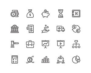 Business outline style icon set