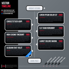Modern business timeline template with black rounded rectangles on gray background. Neutral corporate style.