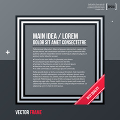 Modern business text background with striped monochrome border. Neutral corporate style.