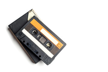 vintage cassette tape isolated white background