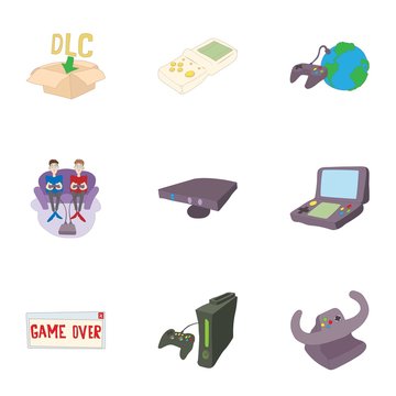 Game online icons set. Cartoon illustration of 9 game online vector icons for web