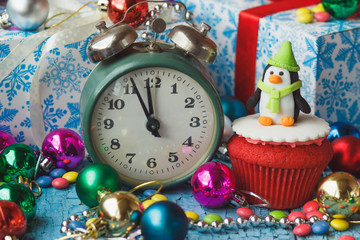 Christmas cupcake with colored decorations