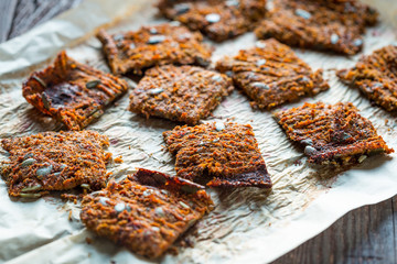 Healthy Vegetables Crispbread Crackers with Pumpkin Seeds