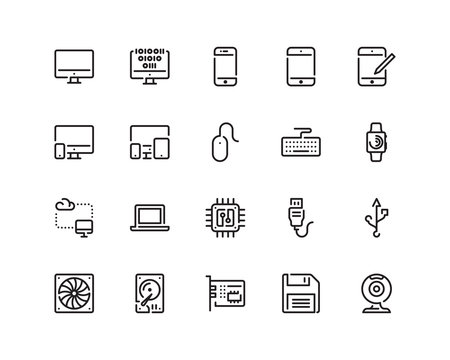Computer outline icon set