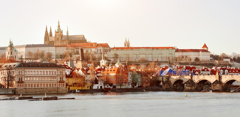 Prague, Czech Republic - view of the Castle and Vltava river