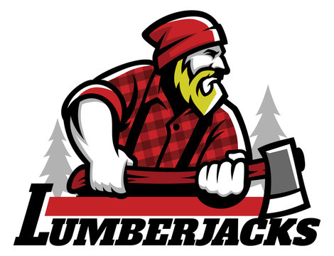 lumberjack mascot holding the axe