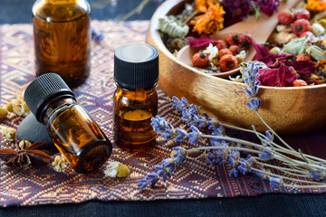 essential oils with dried herbs