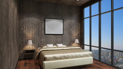 Obraz premium The modern design of the bedrooms. 3d rendering
