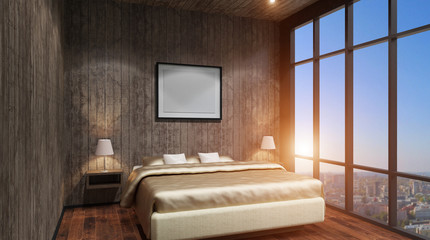The modern design of the bedrooms. 3d rendering