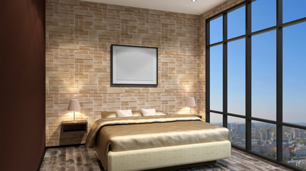 The modern design of the bedrooms. 3d rendering