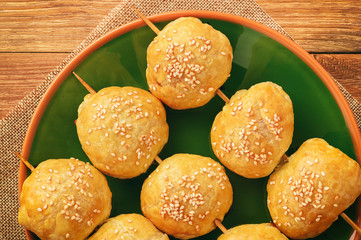 Puff pastries with meat (samosa) - traditional uzbek and indian pasrty. 