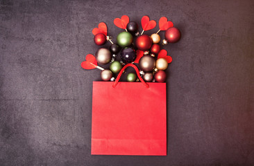 Shopping bag and christmas gifts