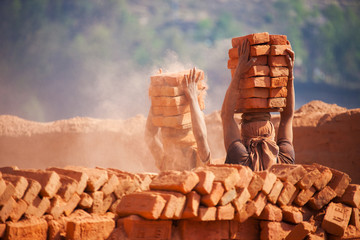 Workers in a brick factory
