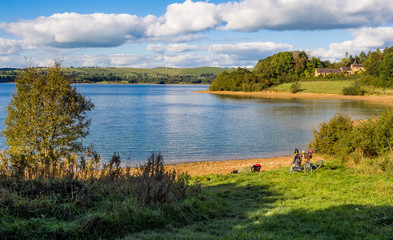 Carsington water in early Autumn sunshire, Derbyshire, Uk