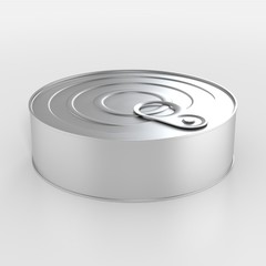 Metal food container mock up. Isolated. 3d illustration