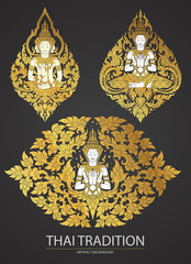 Set Thai art element Traditional of buddha flowers - 126932330