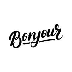 Bonjour hand written lettering. © venithepooh