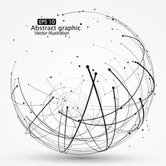 Point and curve constructed the sphere wireframe, technological sense abstract illustration.
