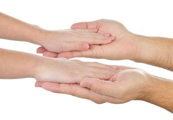 Children's hands in a man's palms