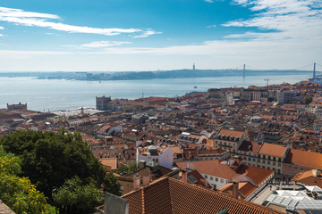 Fototapeta na wymiar View of Lisbon from the Castle of St. George on a sunny day