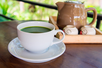 Hot green tea matcha
