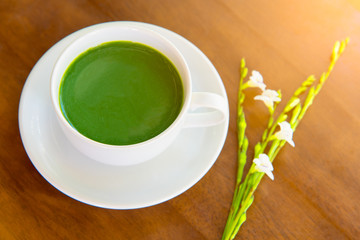 Hot green tea matcha