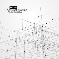 Dot and line composition abstract graphics.