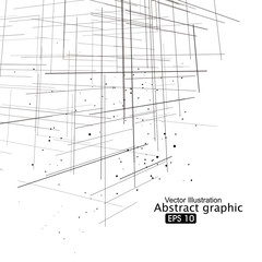 Dot and line composition abstract graphics.
