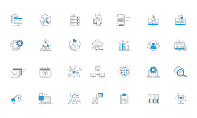 Software Business Futuristic Icon Set Vector