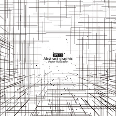 Dot and line composition abstract graphics.