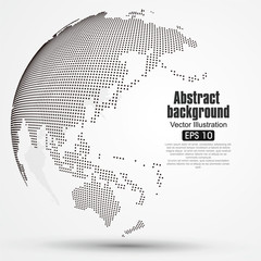 Three-dimensional abstract planet, dots, representing the global, international meaning.