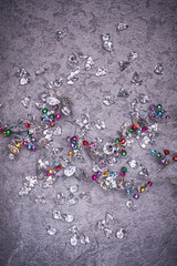 Christmas greeting card. Noel festive background. New year symbo