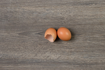 egg on a wooden table