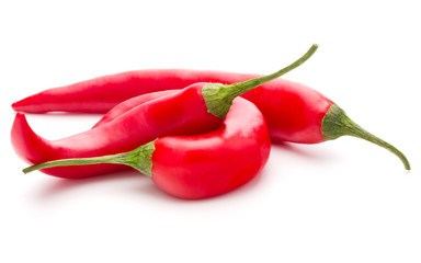 red chili or chilli cayenne pepper isolated on white  background