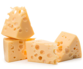 Cheese block isolated on white background cutout