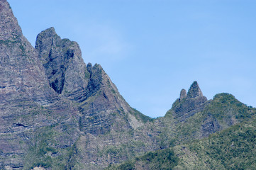 Peak of Cirque of Cilaos mountain on La Reunion Island