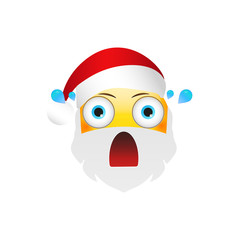 Emoji Santa Claus. Winter Holidays Emoticon. Scared Character