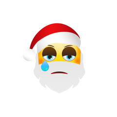 Emoji Santa Claus. Winter Holidays Emoticon. Crying Character