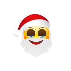 Emoji Santa Claus. Winter Holidays Emoticon. Cunning Character