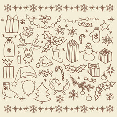 Christmas doodle elements