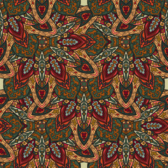 Ornate floral seamless texture, endless pattern with vintage mandala elements.