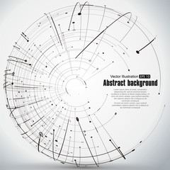 Point and curve constructed the sphere wireframe, technological sense abstract illustration.