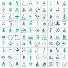 Christmas Icons Set -Isolated On White Background.Vector Illustration,Graphic Design.For Web,Websites,App,Print,Presentation Templates,Mobile Applications And Promotional Materials, Hand Drawn